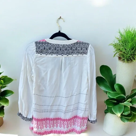 Anthropologie Boho Tassle Tie Top Size 4 - Picture 2 of 2